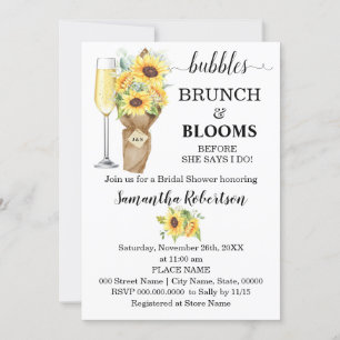 Sonnenblumen Bläschen Brunch & Blooms Brautparty Einladung
