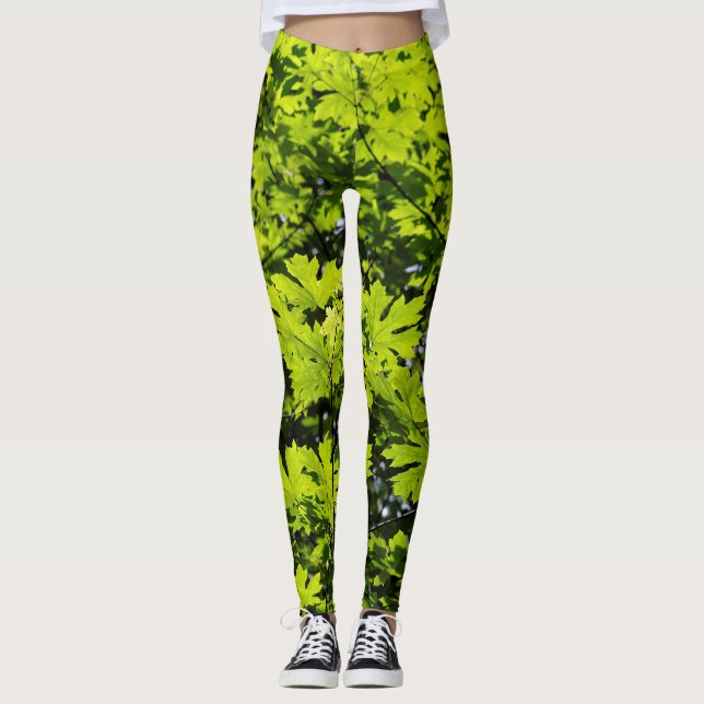 Sonnenblumen-Blätter im Wald Leggings (Vorderseite)