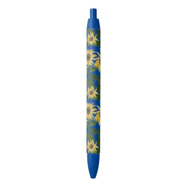 Sonnenblumen Blau von Julia Morrill Kugelschreiber (Vorderseite Vertikal)