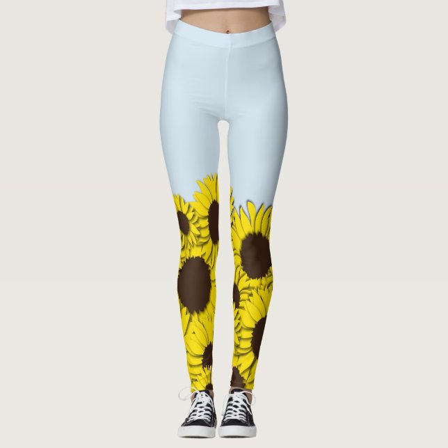 Sonnenblumen Blauer Himmel Leggings (Vorderseite)