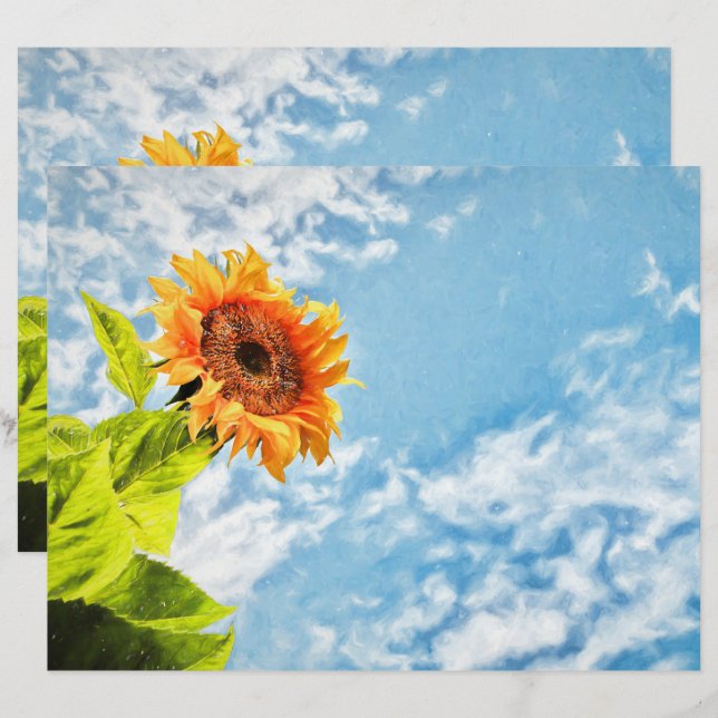 Sonnenblumen Blauer Himmel und Wolken Decoupage Ku (Vorne/Hinten)