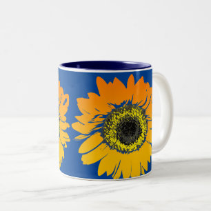 Sonnenblumen Blauer Hintergrund Zweifarbige Tasse