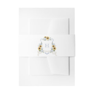 Sonnenblumen Blue Hydrangea Wappen Wedding Monogra Einladungsbanderole