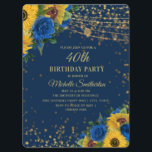 Sonnenblumen Blue Rose Gold Glitzer 40. Geburtstag Einladung<br><div class="desc">Elegante und stilvolle gelbe Sonnenblumen und blaue Rose mit vergoldetem Glitzer und glitzerndem Saitenlicht 40. Geburtstagsfeier Party Einladung für Damen.</div>