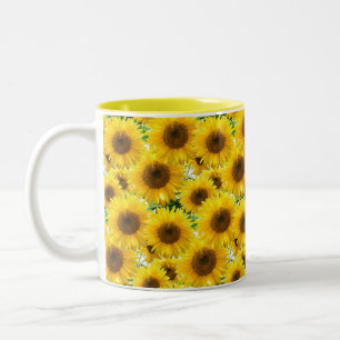 Sonnenblumen blühen zweifarbige tasse