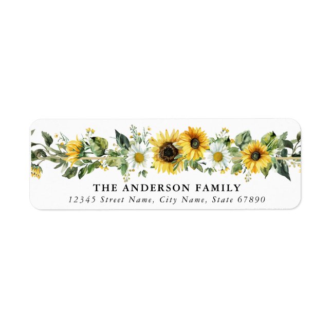 Sonnenblumen-Blume-Rücksendeadressen-Aufkleber (Vorne)