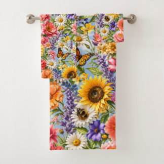 Sonnenblumen-Blumen-Badezimmer-Handtuch-Set Badhandtuch Set