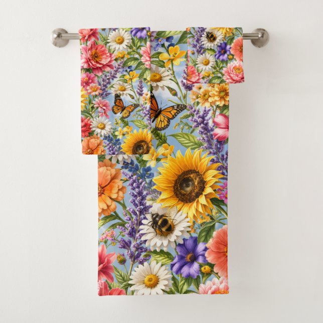 Sonnenblumen-Blumen-Badezimmer-Handtuch-Set Badhandtuch Set (Insitu)