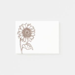 Sonnenblumen-Blumen-Braune Sonnenblumen-Vintage-Bl Post-it Klebezettel