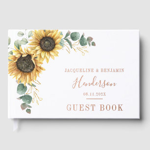 Sonnenblumen-Blumen-Eukalyptus-Hochzeit Gästebuch