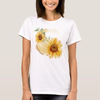 Sonnenblumen-Blumen-Frauen-T-Shirt | Sonnenschein- T-Shirt