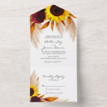 Sonnenblumen-Blumen-Hochzeitseinladungen mit allem