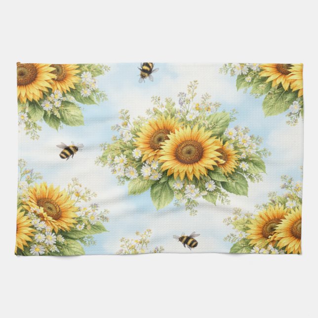 Sonnenblumen-Blumen-Küchenhandtuch Geschirrtuch (Horizontal)