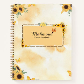 Sonnenblumen-Blumen-Notizbuch – Personalisierte Bl Notizbuch