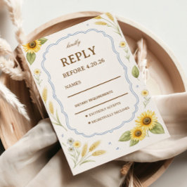Sonnenblumen-Blumen-Rustikales-Design RSVP Karte