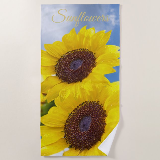 Sonnenblumen Blumen Sonnige Sommer Blume Name hinz Strandtuch (Vorderseite)