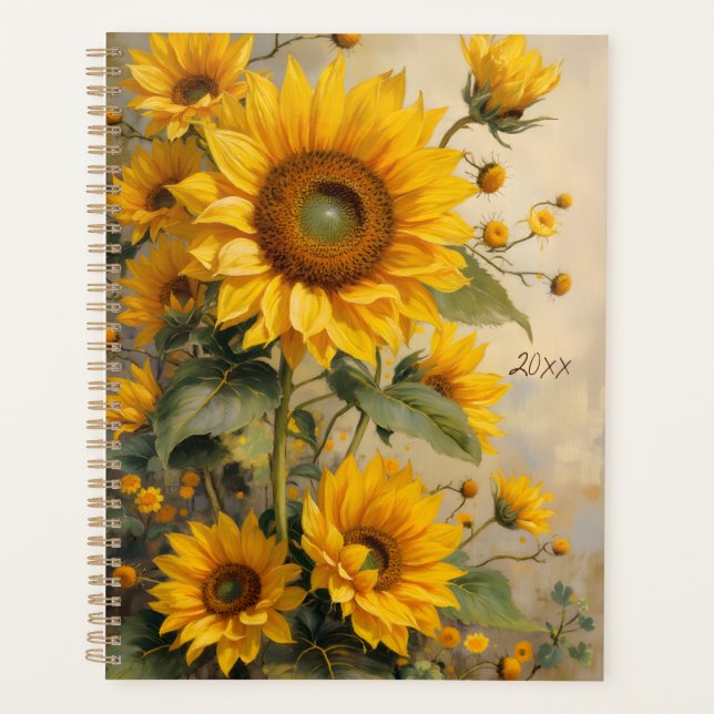 Sonnenblumen-Blumen-Spiral-Planer Botanisch Planer (Vorderseite)