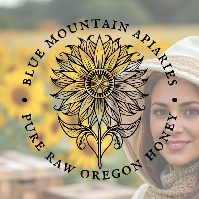 Sonnenblumen Blumendesign Bienenhalter Logo Gummistempel (Von Creator hochgeladen)