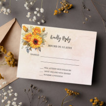 Sonnenblumen Blumengrün Hochzeit RSVP