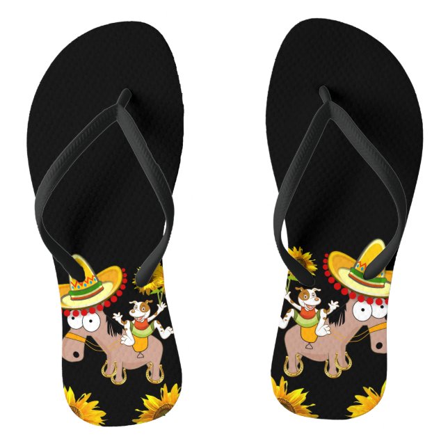 Sonnenblumen Blumenhorn Flip Flops (Fußbett)