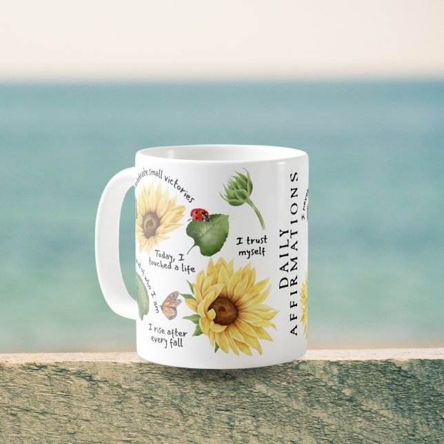 Sonnenblumen Blumenkunst, positive Affirmative Sel Kaffeetasse (Von Creator hochgeladen)