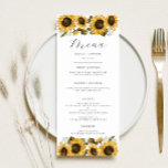 Sonnenblumen Blumenzwiebeln Menükarte<br><div class="desc">Rustikale Blumenkarte für Hochzeitsessen mit Aquarellbildern von gelben Sonnenblumen mit dem Atem des Babys.</div>