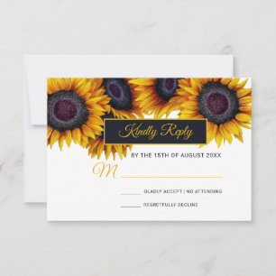 Sonnenblumen Blüte Moderne Hochzeit der Gold Nav RSVP Karte