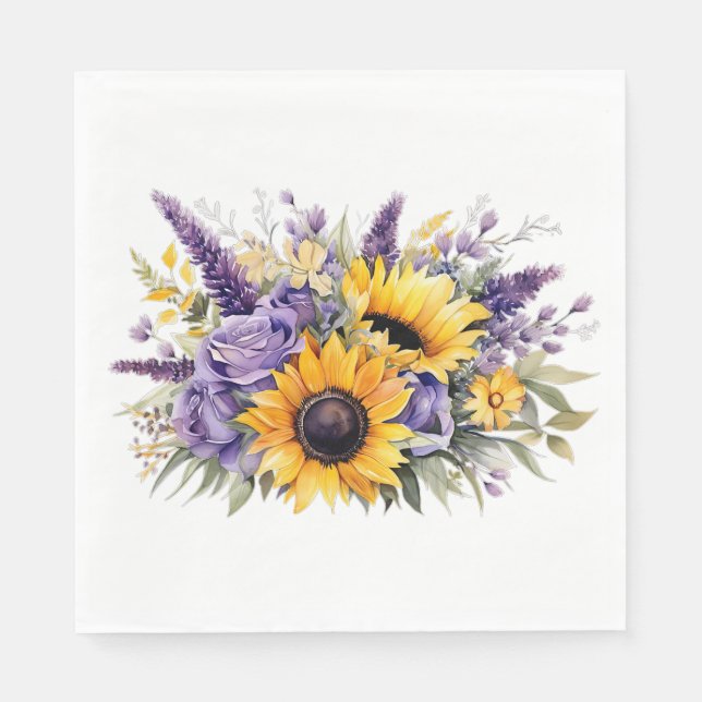 Sonnenblumen-Blüten Serviette (Vorderseite)