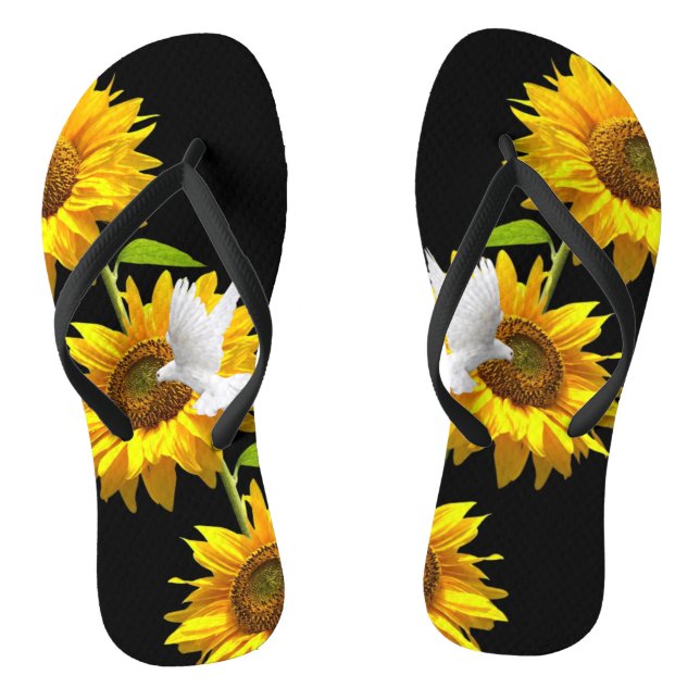 Sonnenblumen Blütentaube Flip Flops (Fußbett)