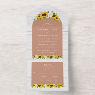 Sonnenblumen Boho Farmhouse Hochzeit All In One Einladung