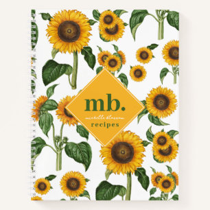Sonnenblumen Botanisches Blattrezept Notizbuch