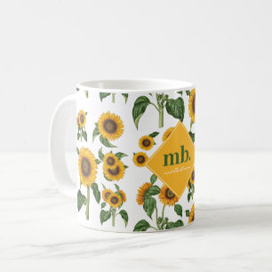 Sonnenblumen Botanisches Blattwerk Kaffeetasse