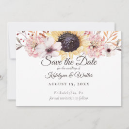 Sonnenblumen Bouquet Elegantes Land Save the Date Dankeskarte