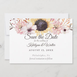 Sonnenblumen Bouquet Elegantes Land Save the Date Dankeskarte