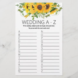 Sonnenblumen Brautparty Game A to Z Card Flyer