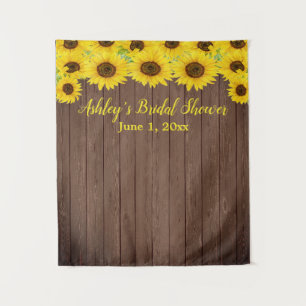 Sonnenblumen Brautparty Hintergrund Holz Foto Stan Wandteppich