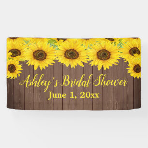 Sonnenblumen Brautparty Hintergrund Rustikale Holz Banner
