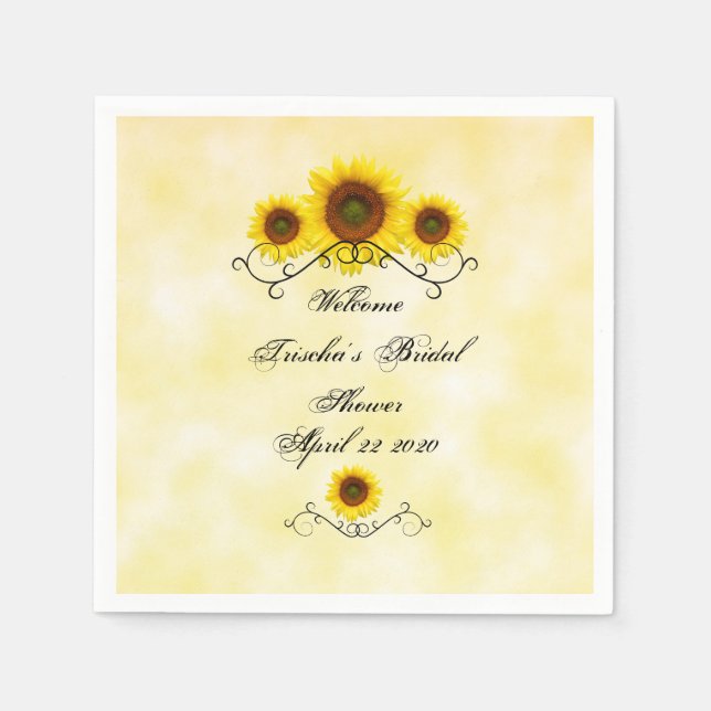 Sonnenblumen Brautparty Paper Napkin Serviette (Vorderseite)