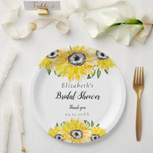 Sonnenblumen Brautparty Script Moderner Blumenchic Pappteller