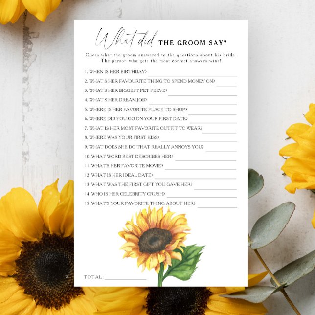 Sonnenblumen Brautparty Was hat der Bräutigam gesa (Von Creator hochgeladen)