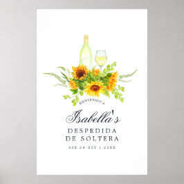 Sonnenblumen Brautparty Weinverkostung Willkommen Poster