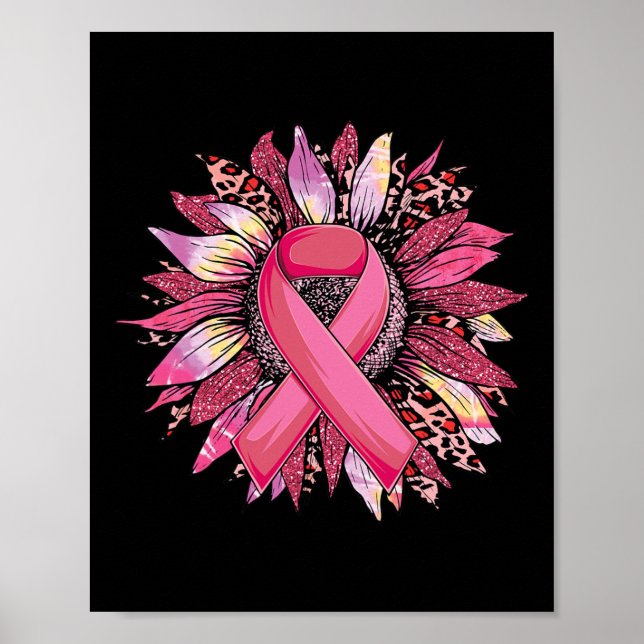 Sonnenblumen Brustkrebs Bewusstsein Leopard Sonnen Poster (Vorne)