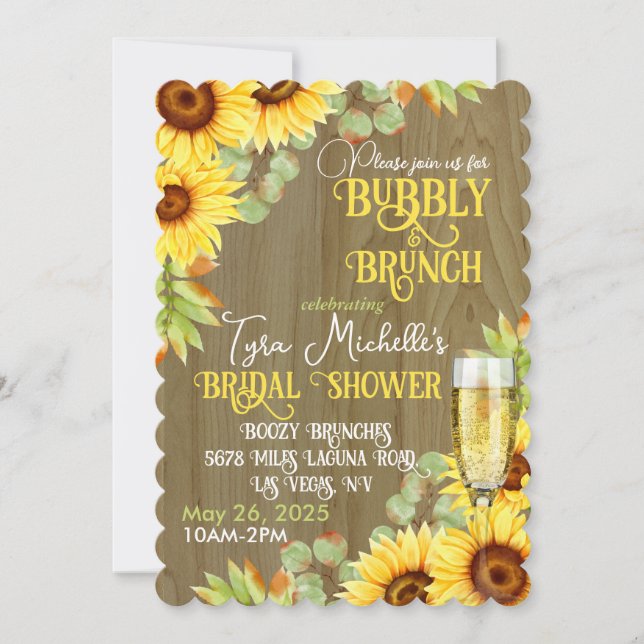 Sonnenblumen Bubby & Brunch Bridal Dusche Einladun Einladung (Vorderseite)