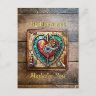Sonnenblumen-Buntglas-Herz Steampunk-Serie Postkarte