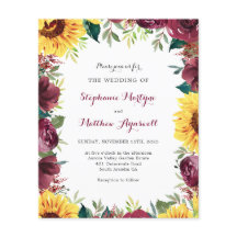 Sonnenblumen Burgund Border Fall Budget Hochzeit