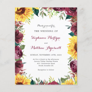 Sonnenblumen Burgund Border Fall Budget Hochzeit