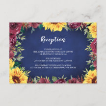 Sonnenblumen Burgund Rose Border Navy Blauer Empfa