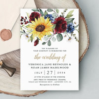 Sonnenblumen Burgund Rose Navy Blue Rustic Hochzei