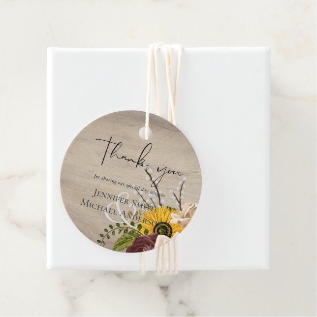 Sonnenblumen Burgundy Marsala billig Budget Hochze Geschenkanhänger (Beispiel)