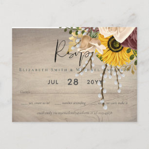 Sonnenblumen Burgundy Marsala billig Budget Hochze Postkarte